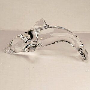 Vintage Daum France Crystal Dolphin Figure Sculpture Glass Paperweight 5"